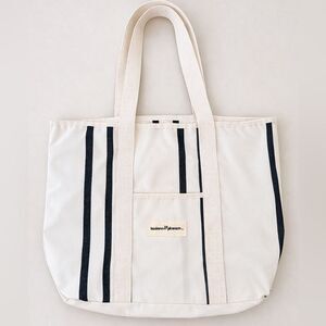 Business & Pleasure The Beach Bag Vintage Black Stripe Canvas Beach Tote